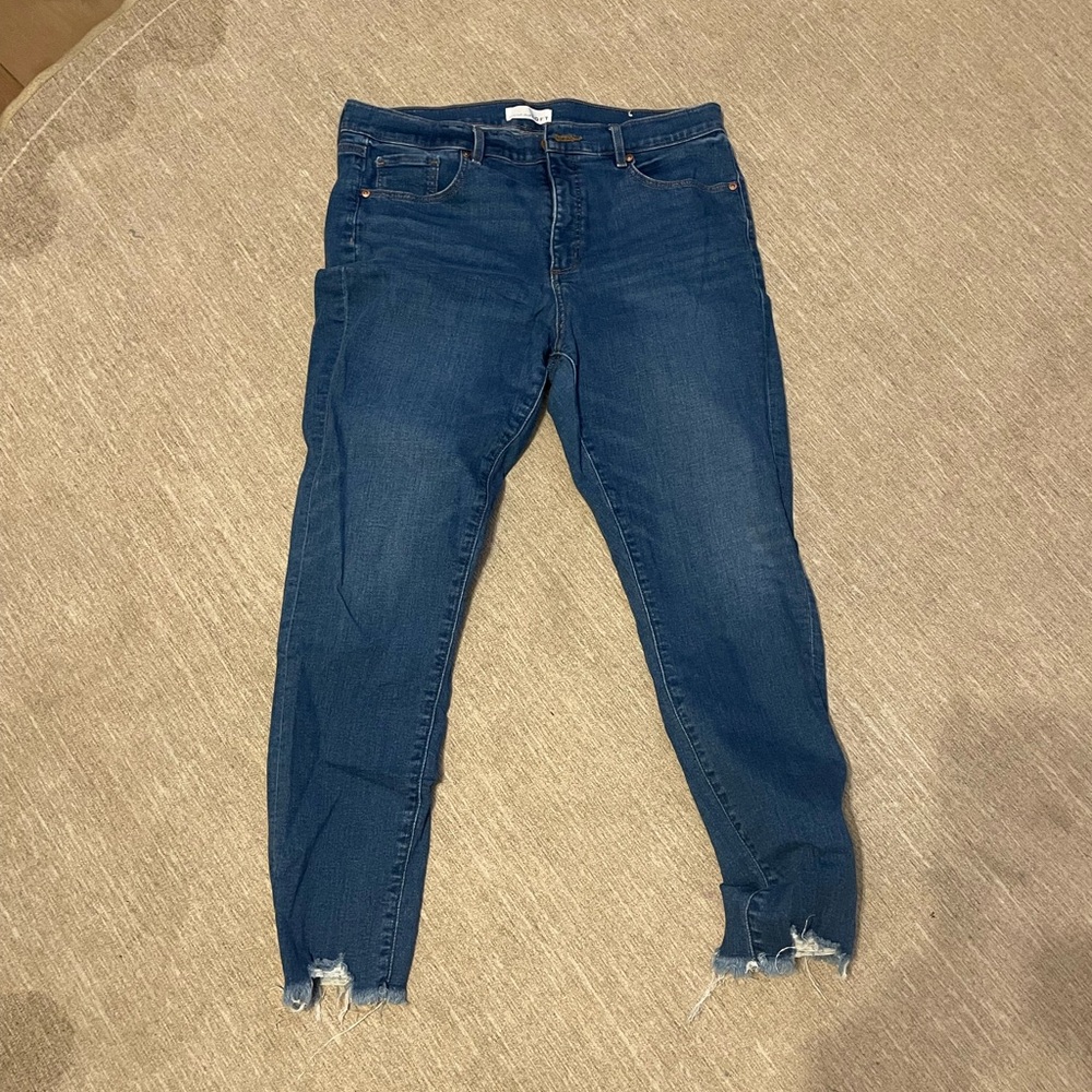 Loft Raw Hem Blue Jeans